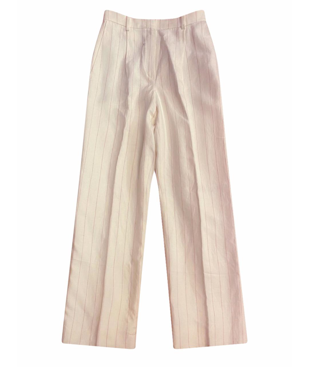 HERMES Белые льняные брюки широкие, фото 1