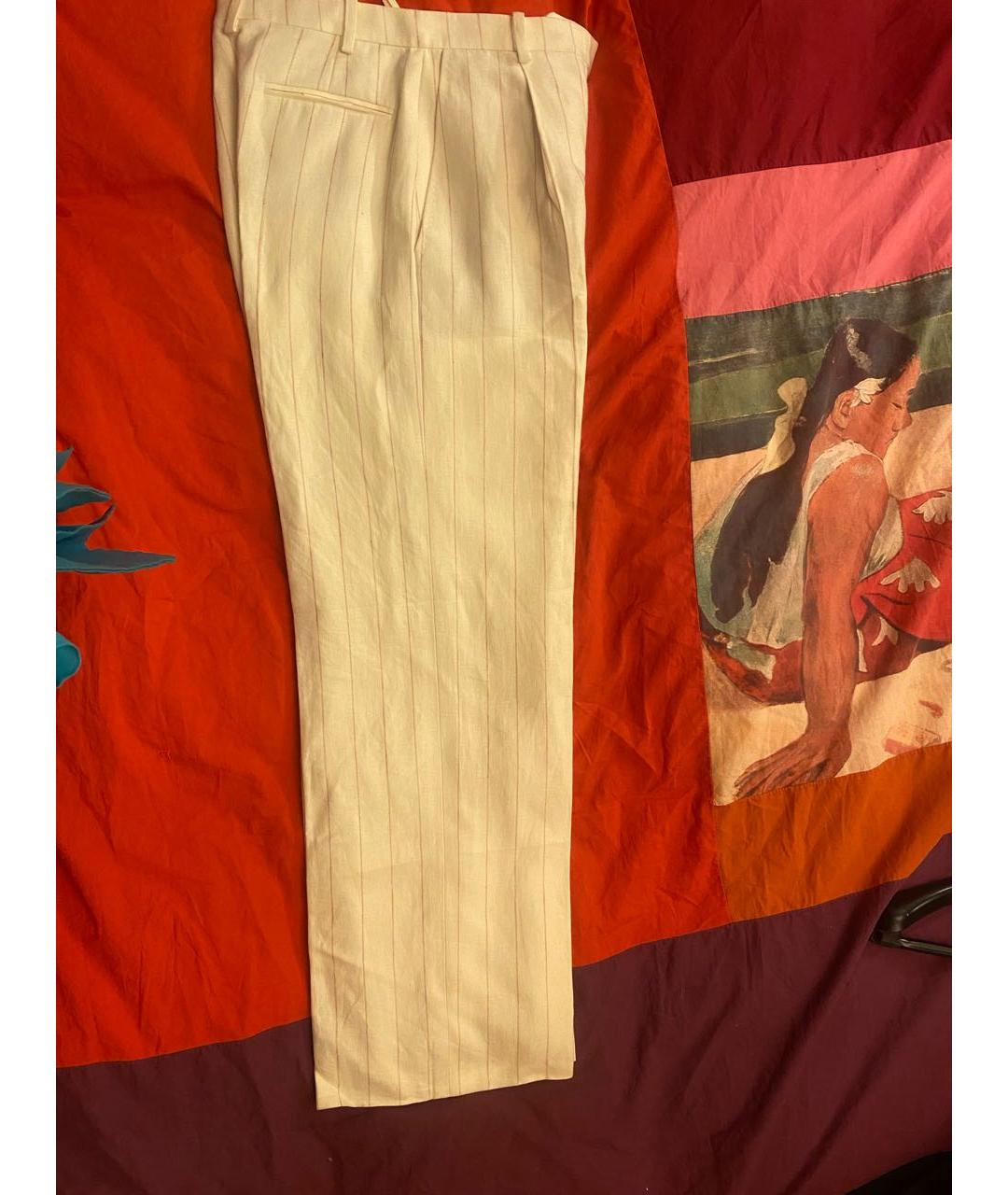 HERMES PRE-OWNED Белые льняные брюки широкие, фото 3