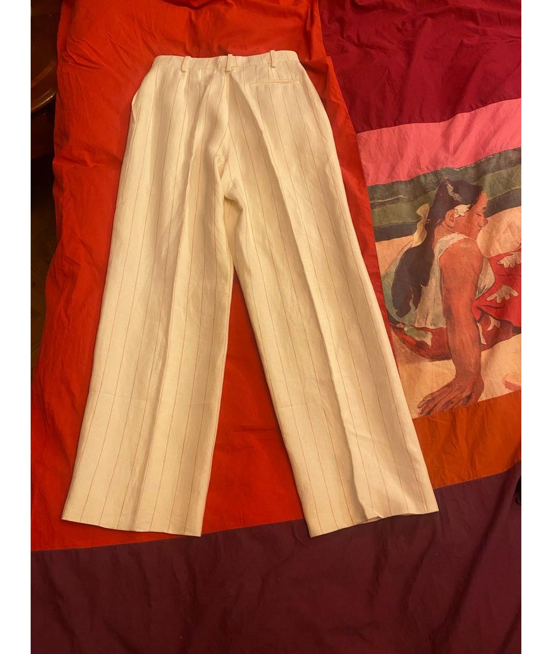 HERMES PRE-OWNED Белые льняные брюки широкие, фото 2