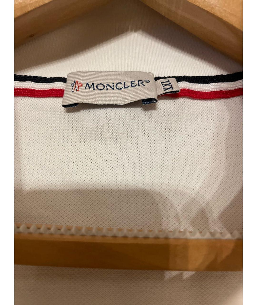 MONCLER Белое хлопковое поло с коротким рукавом, фото 3