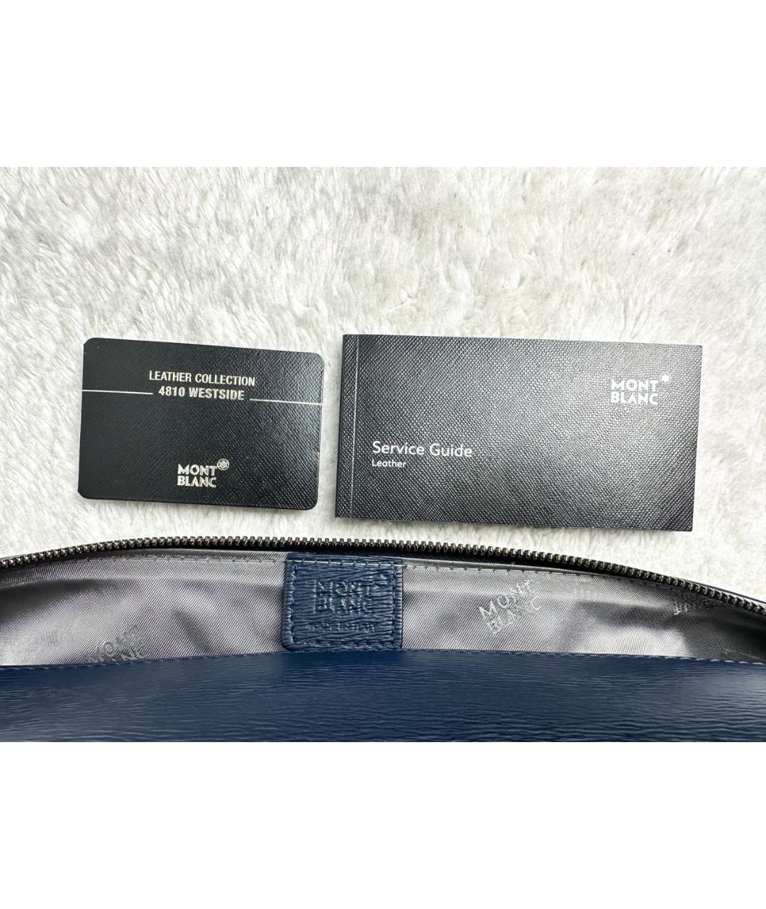MONTBLANC Синий кожаный портфель, фото 6