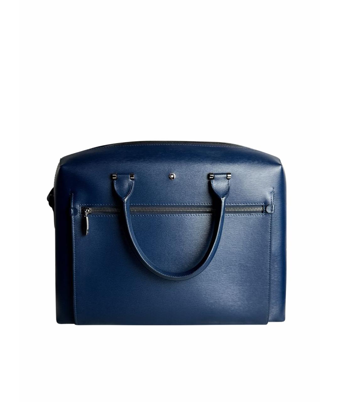 MONTBLANC Синий кожаный портфель, фото 1