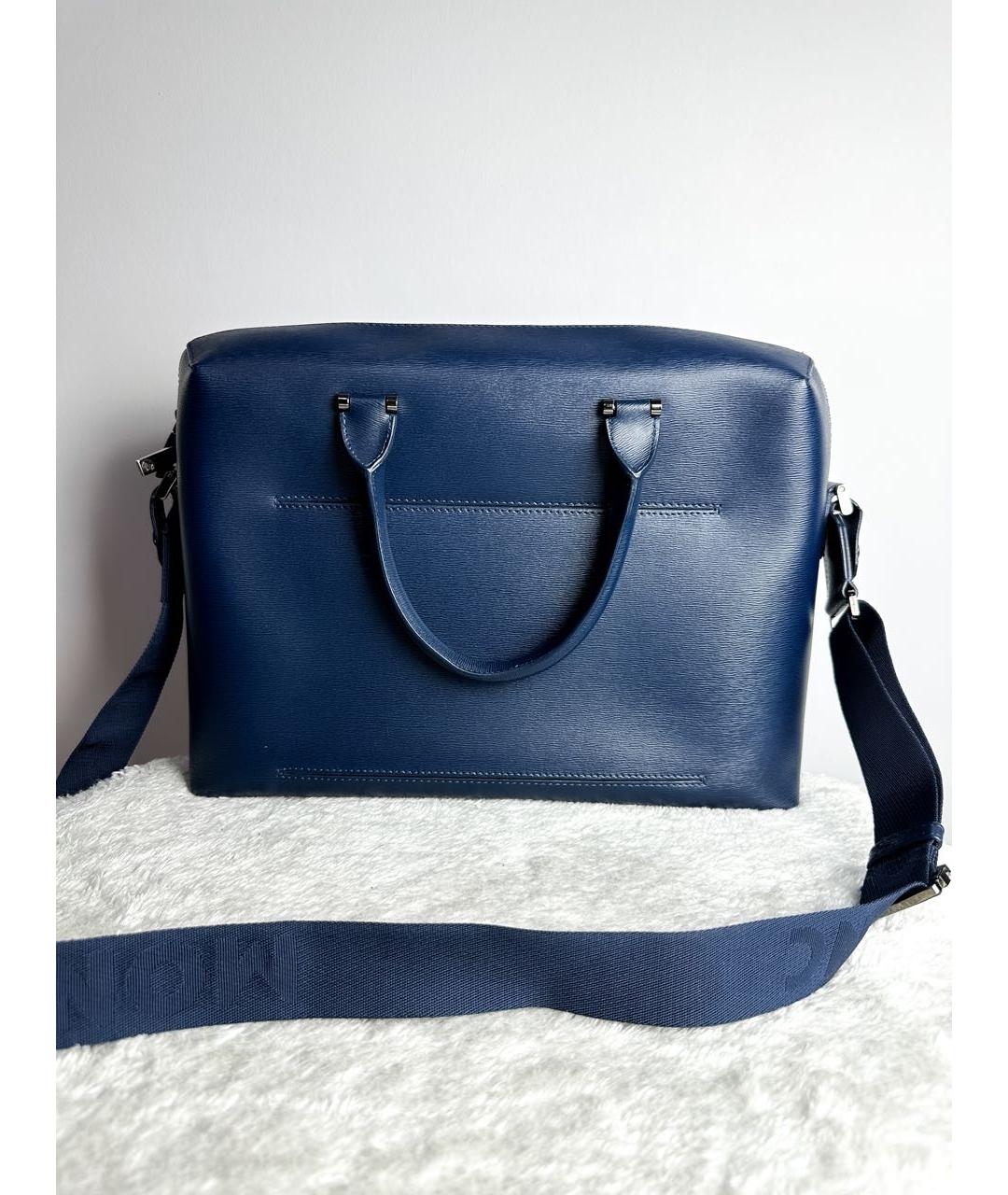 MONTBLANC Синий кожаный портфель, фото 3