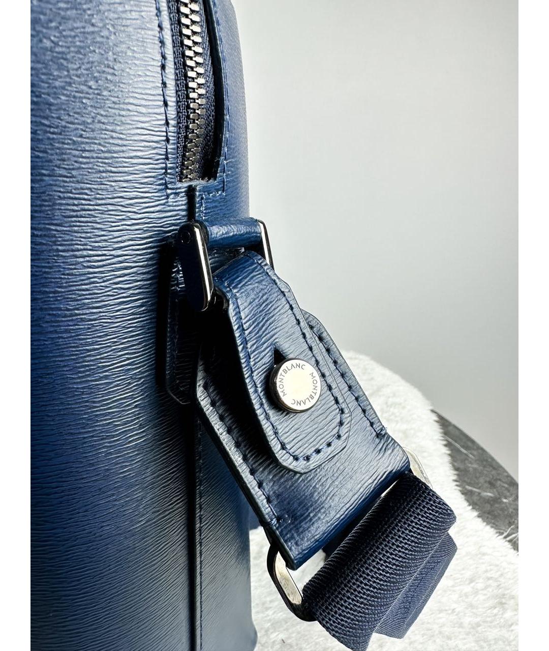 MONTBLANC Синий кожаный портфель, фото 4