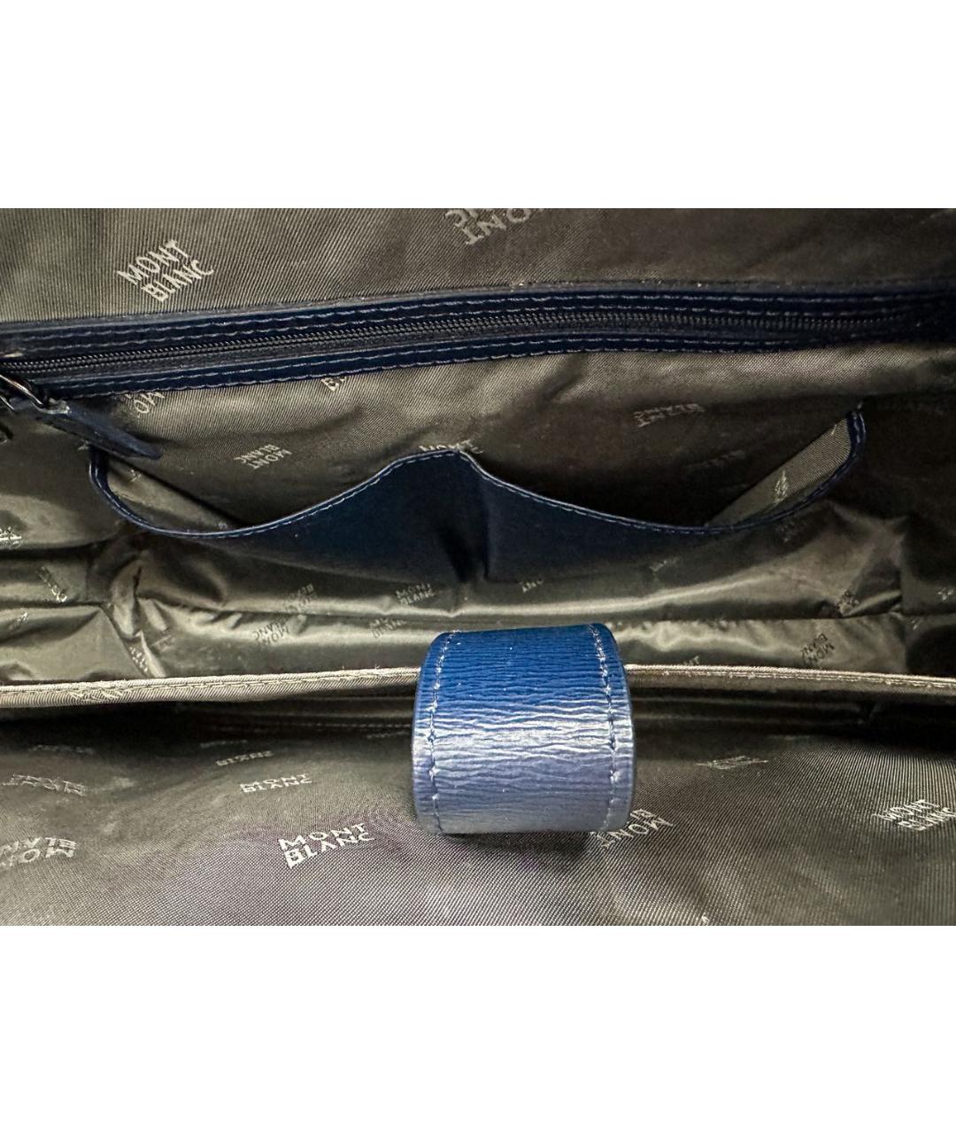MONTBLANC Синий кожаный портфель, фото 5