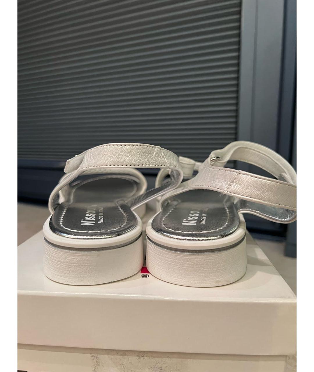 MISSOURI KIDS Белые кожаные сандалии и шлепанцы, фото 4