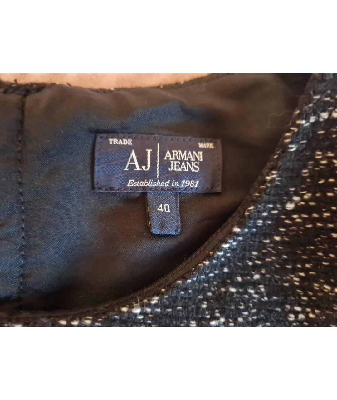 ARMANI JEANS Коричневое шерстяное повседневное платье, фото 4