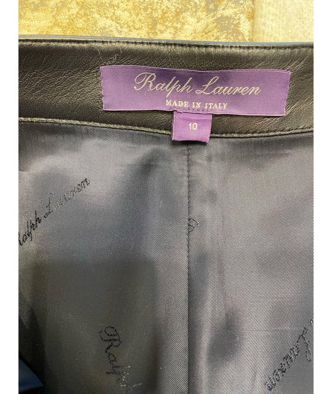 RALPH LAUREN Темно-синяя кожаная юбка макси, фото 4