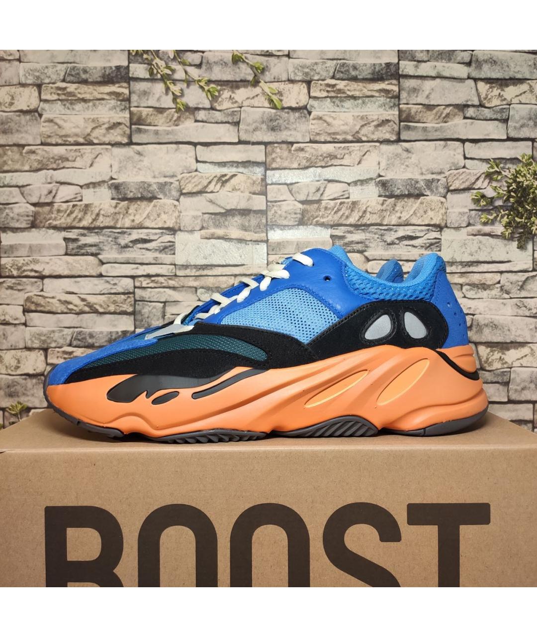 ADIDAS YEEZY Синие кожаные кроссовки, фото 2