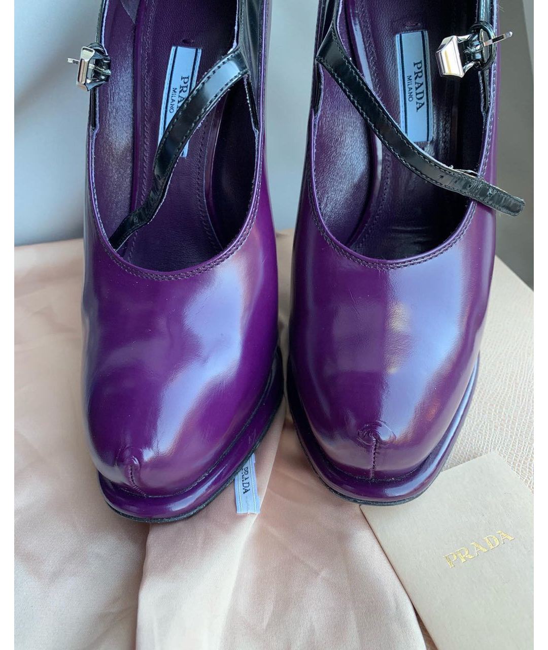 PRADA Фиолетовые кожаные туфли, фото 3