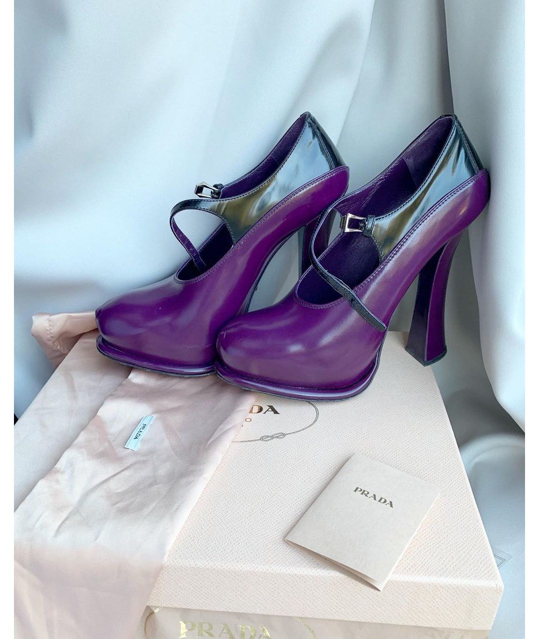 PRADA Фиолетовые кожаные туфли, фото 4