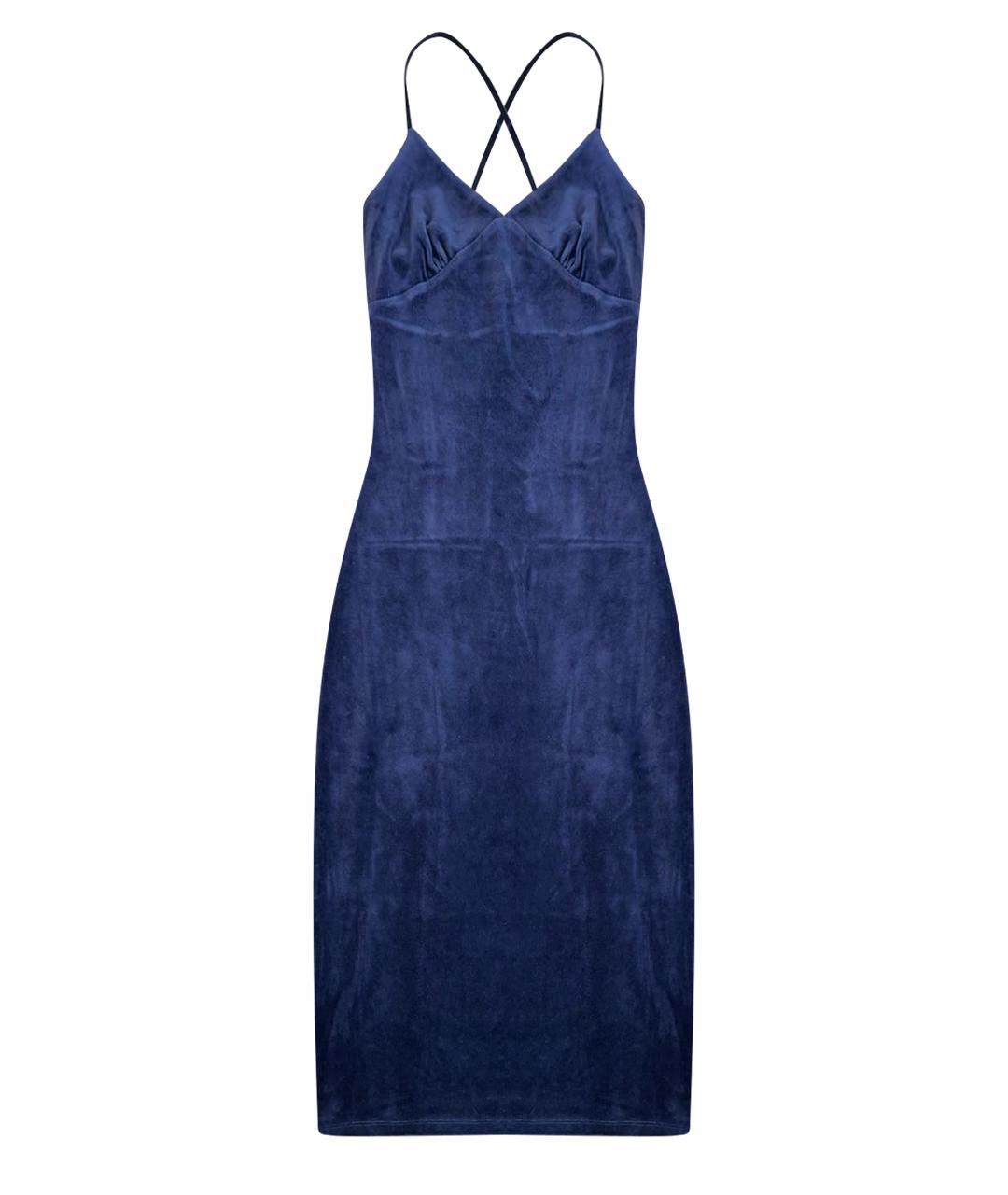 JUICY COUTURE Темно-синее бархатное повседневное платье, фото 1