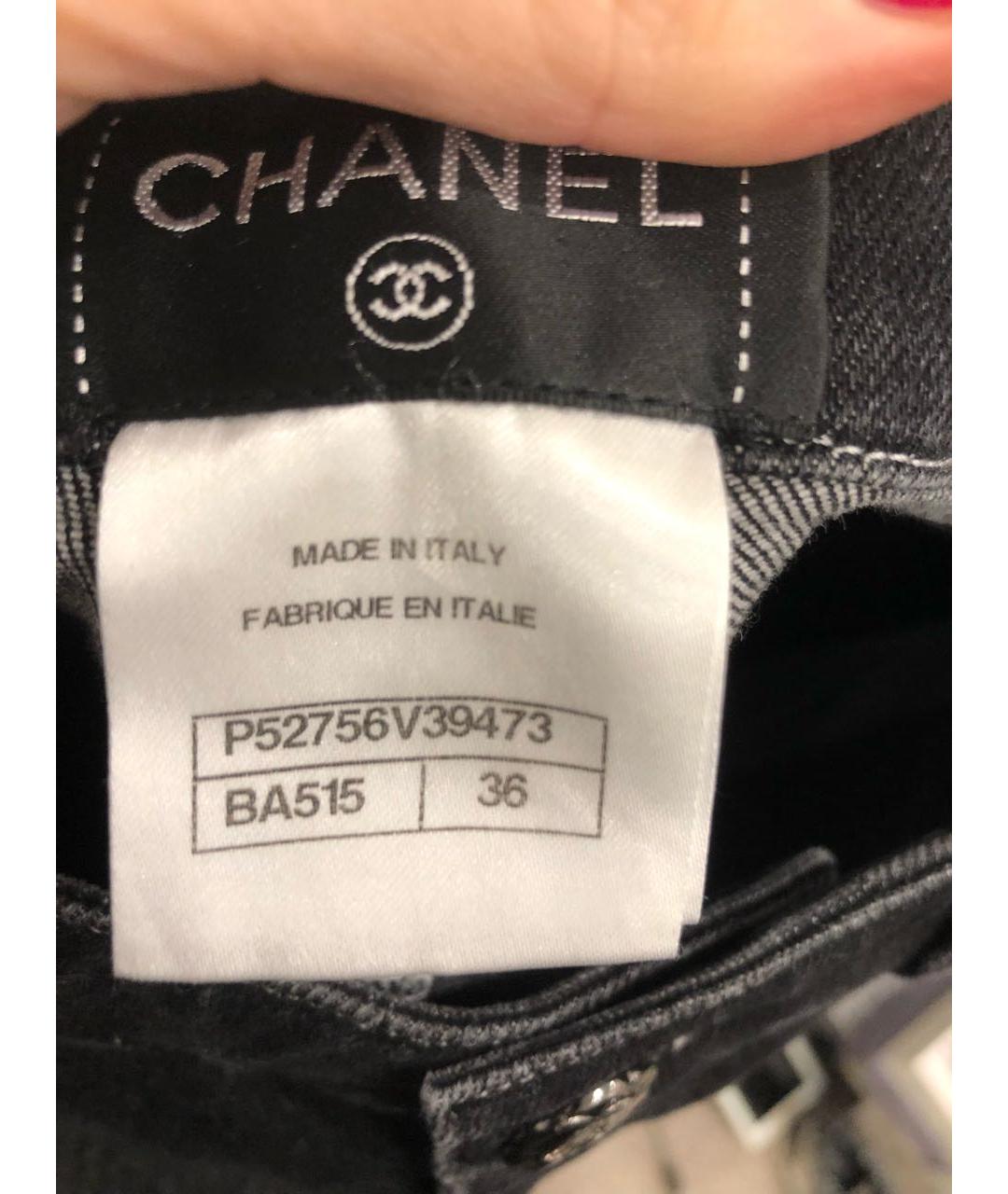 CHANEL PRE-OWNED Черные хлопко-полиэстеровые джинсы слим, фото 6
