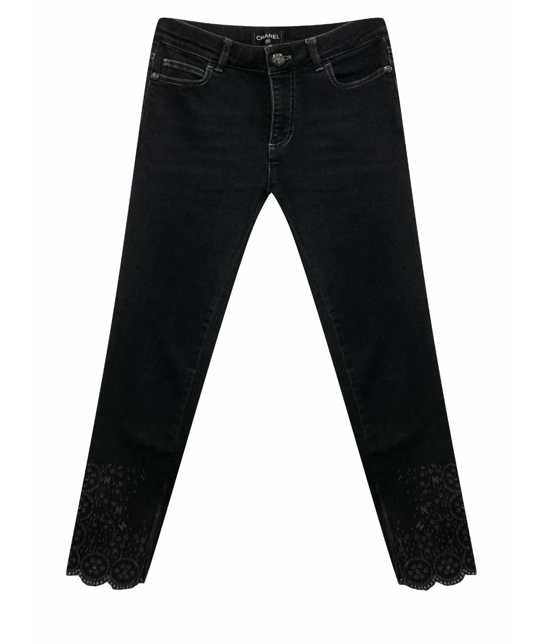 CHANEL PRE-OWNED Черные хлопко-полиэстеровые джинсы слим, фото 1