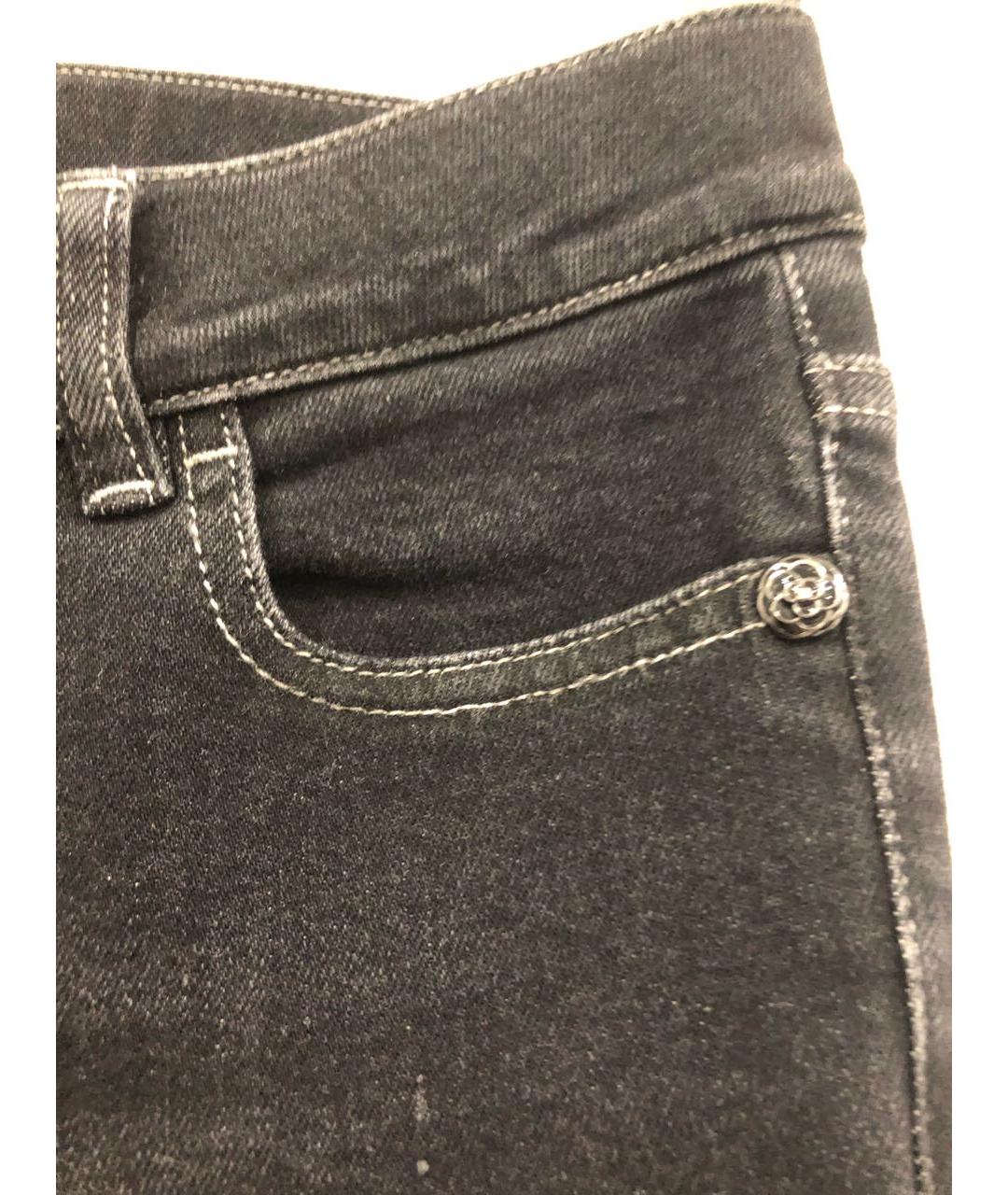 CHANEL PRE-OWNED Черные хлопко-полиэстеровые джинсы слим, фото 5