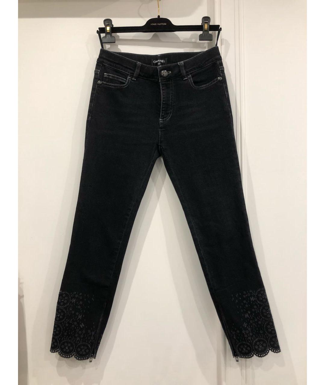 CHANEL PRE-OWNED Черные хлопко-полиэстеровые джинсы слим, фото 9