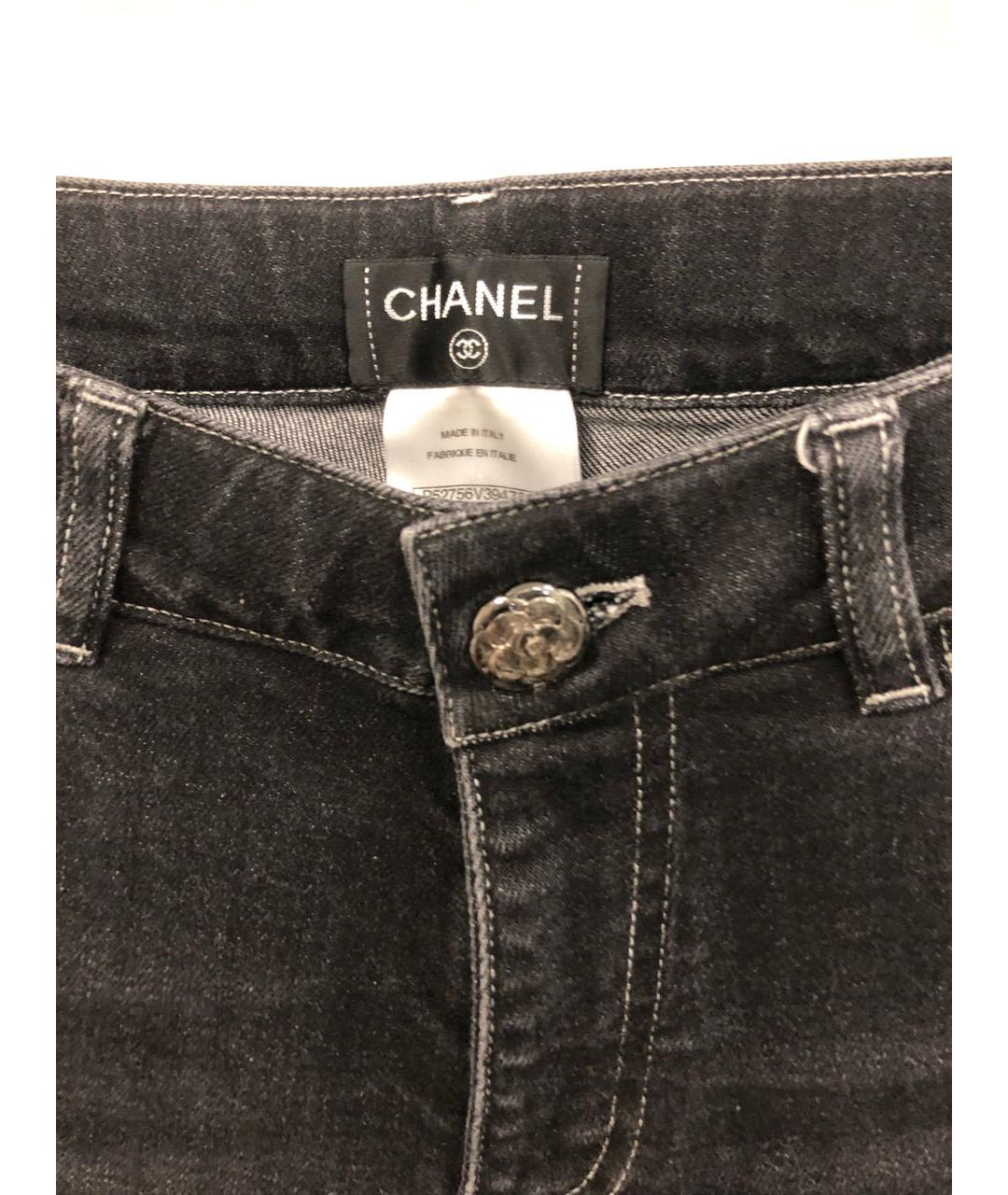 CHANEL PRE-OWNED Черные хлопко-полиэстеровые джинсы слим, фото 4