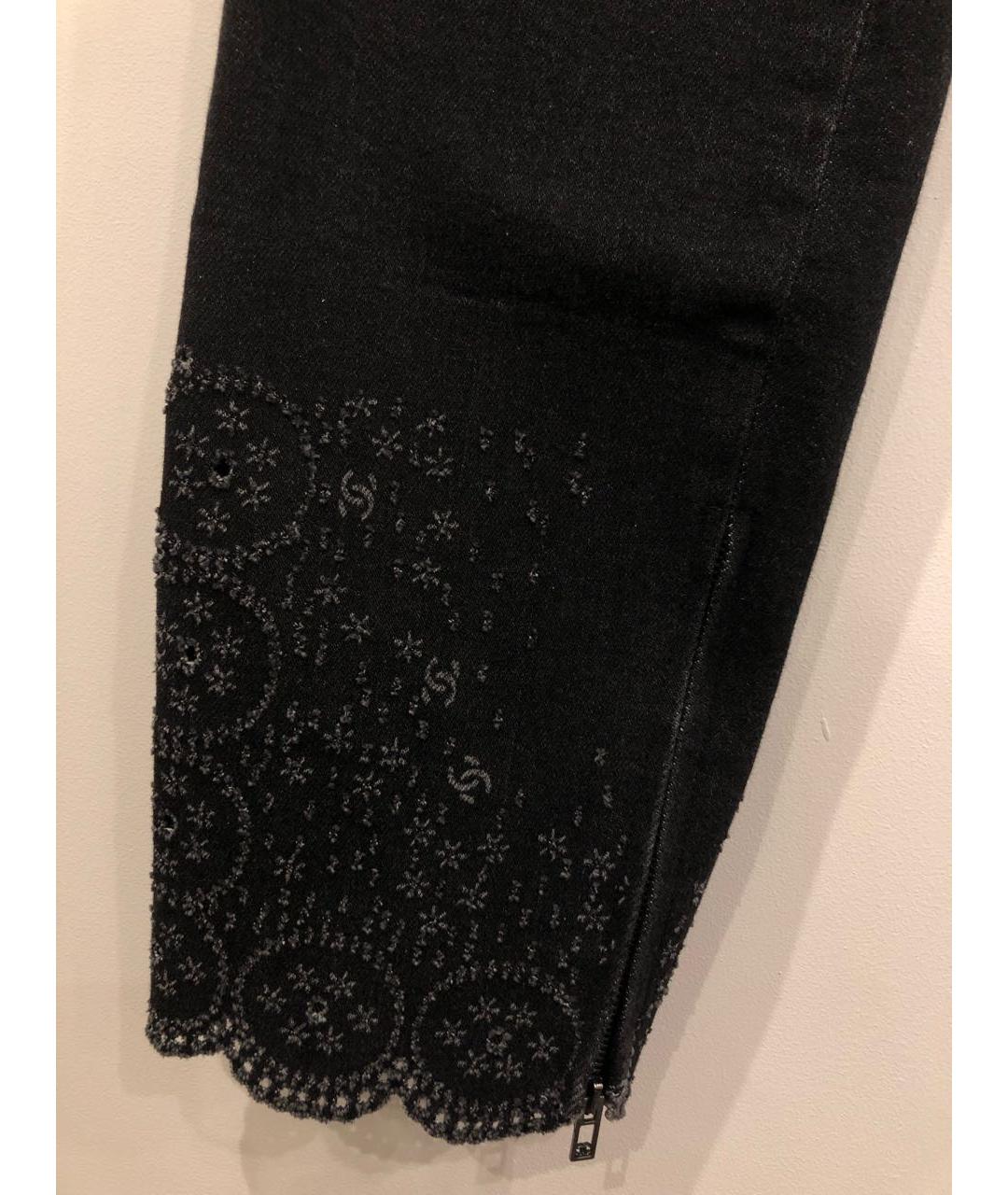 CHANEL PRE-OWNED Черные хлопко-полиэстеровые джинсы слим, фото 2