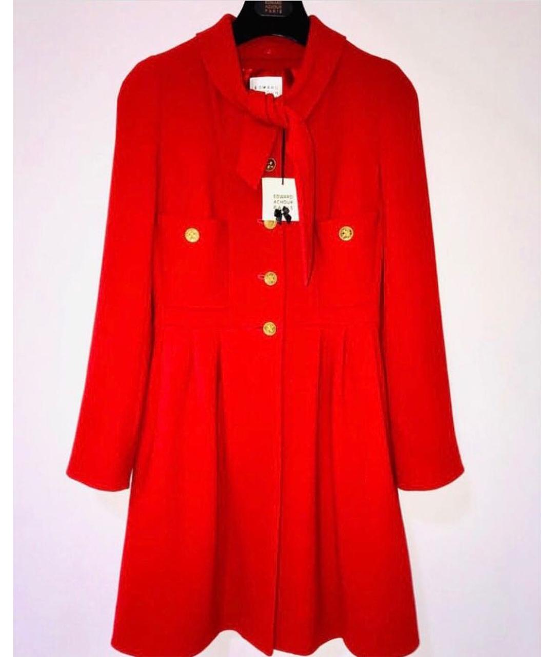 EDWARD ACHOUR PARIS Красное шерстяное пальто, фото 5