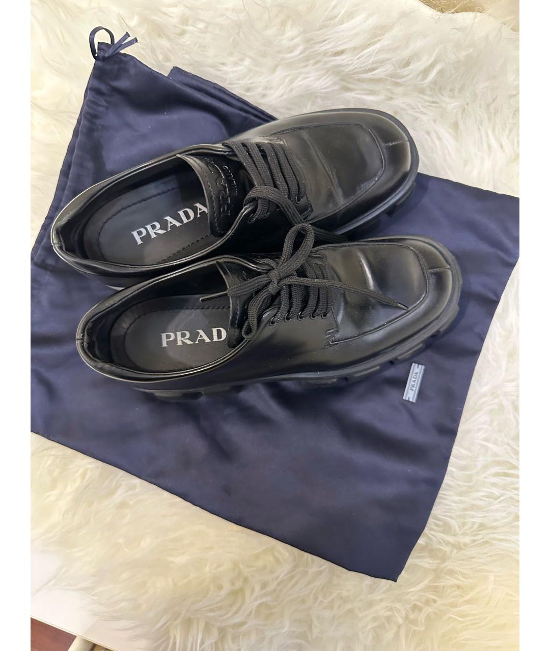 PRADA Черные кожаные брогги и оксфорды, фото 3