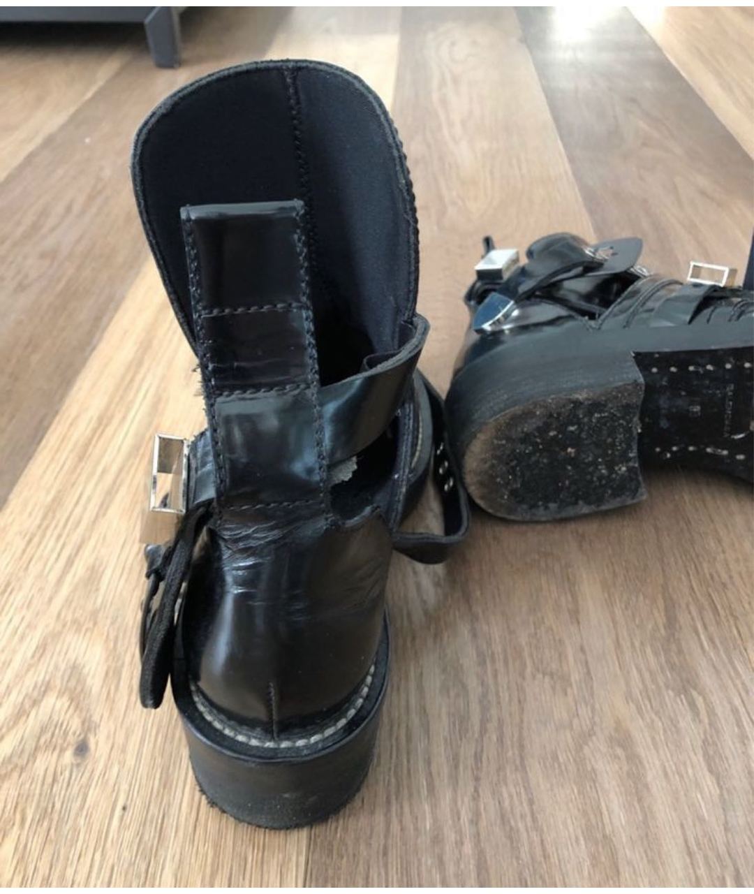 BALENCIAGA Черные ботинки из лакированной кожи, фото 4