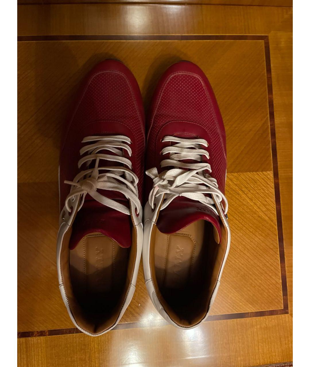 BALLY Бордовые кожаные низкие кроссовки / кеды, фото 3