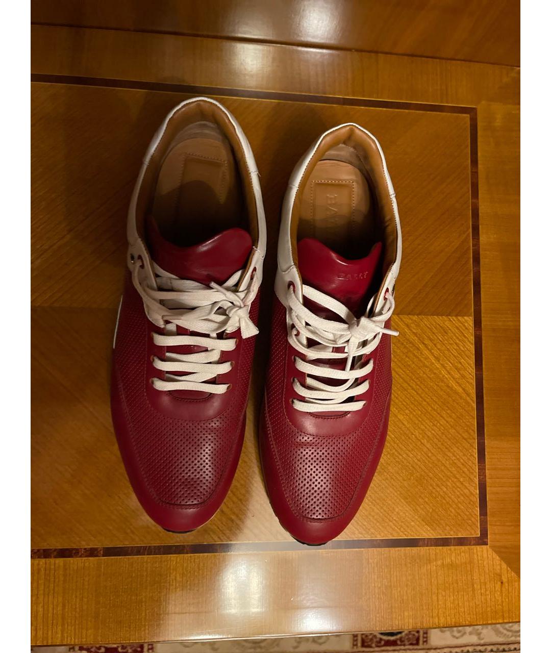 BALLY Бордовые кожаные низкие кроссовки / кеды, фото 2