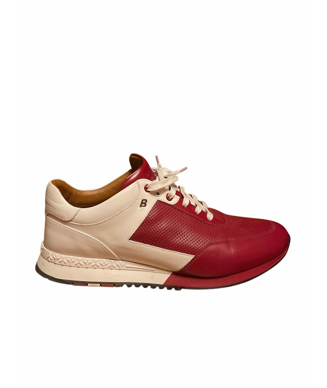 BALLY Бордовые кожаные низкие кроссовки / кеды, фото 1