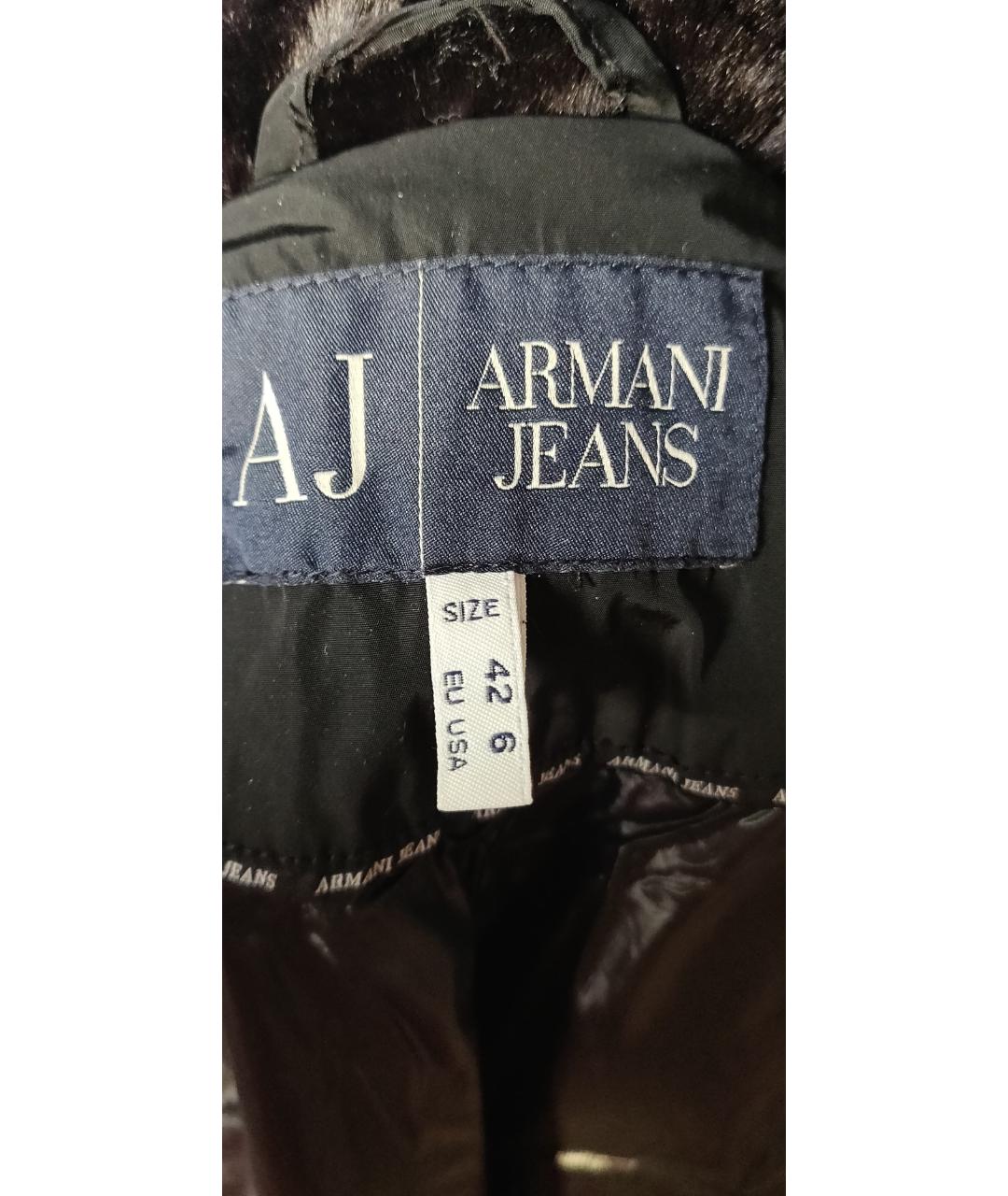 ARMANI JEANS Черный полиэстеровый пуховик, фото 7