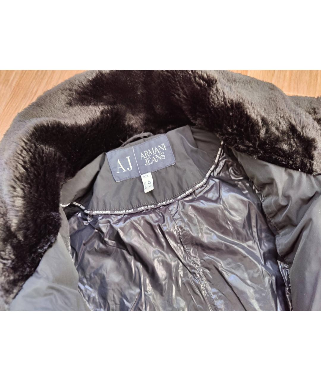 ARMANI JEANS Черный полиэстеровый пуховик, фото 3