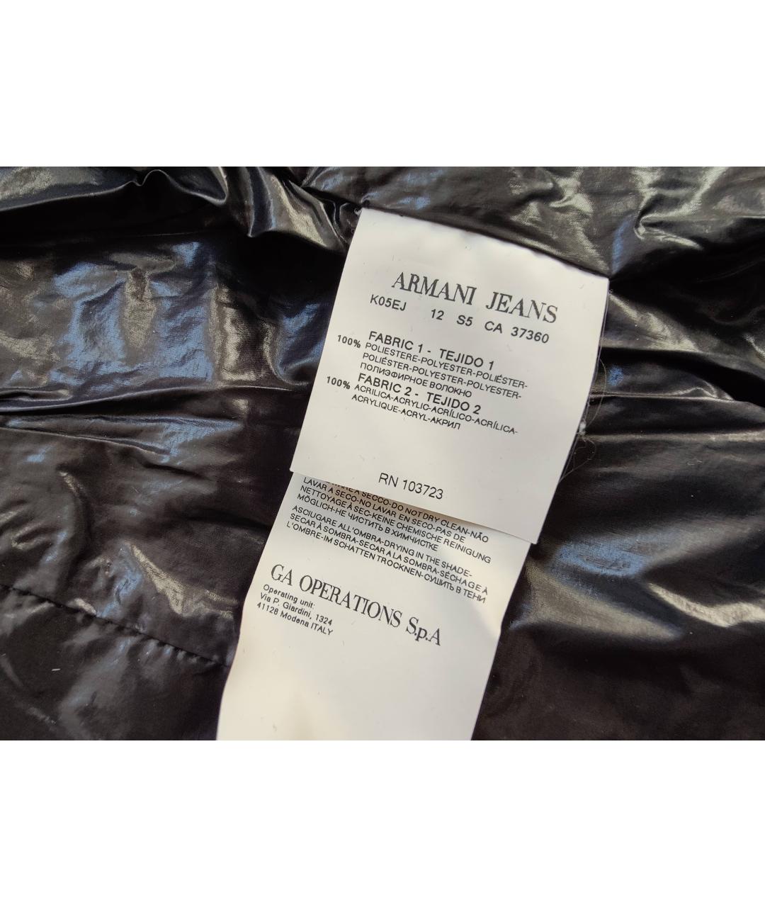 ARMANI JEANS Черный полиэстеровый пуховик, фото 6