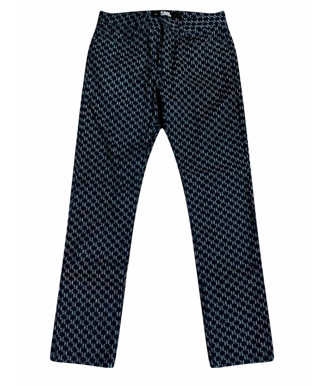 KARL LAGERFELD Темно-синие хлопко-эластановые прямые джинсы, фото 1
