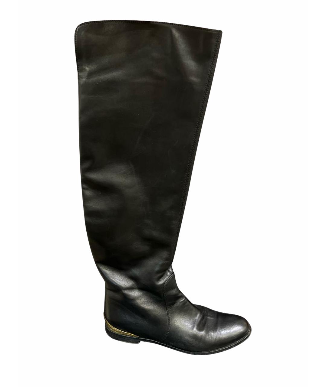 SERGIO ROSSI Черные кожаные сапоги, фото 1