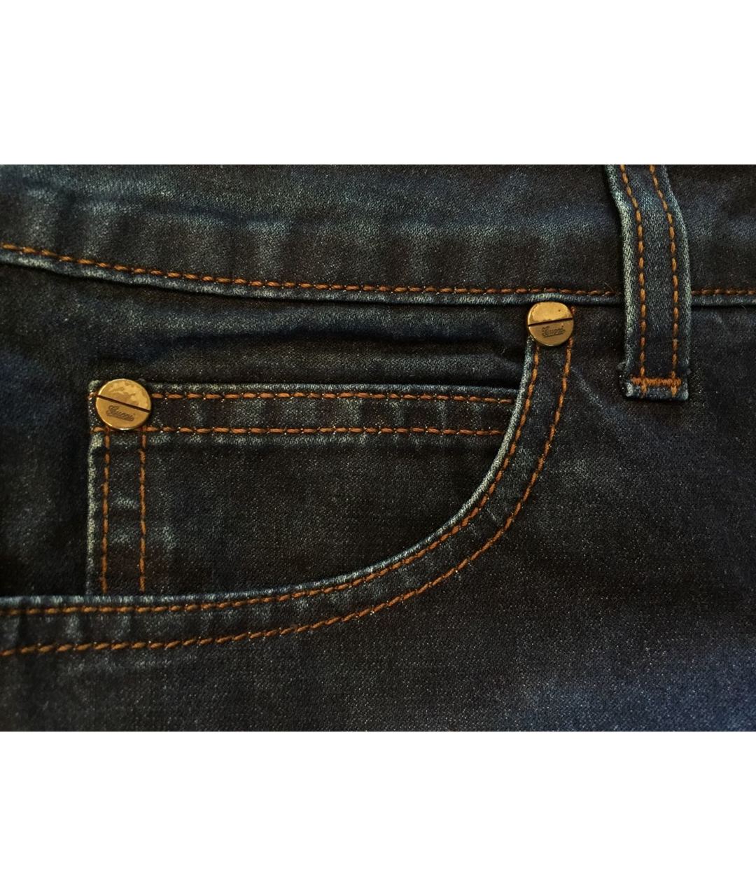 GUCCI Темно-синие хлопковые прямые джинсы, фото 5