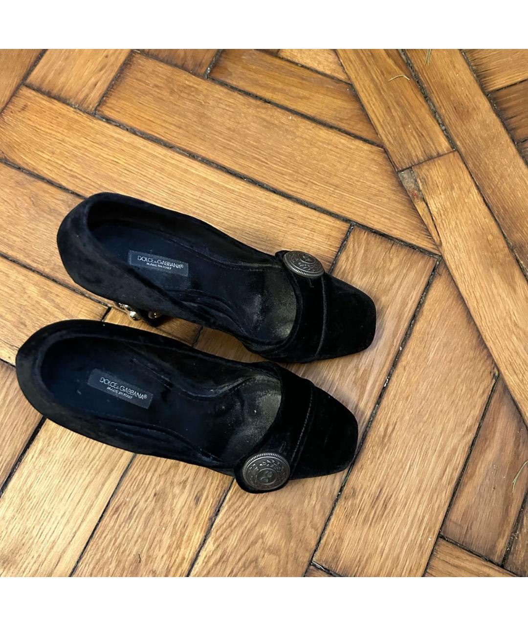 DOLCE&GABBANA Черные бархатные туфли, фото 3