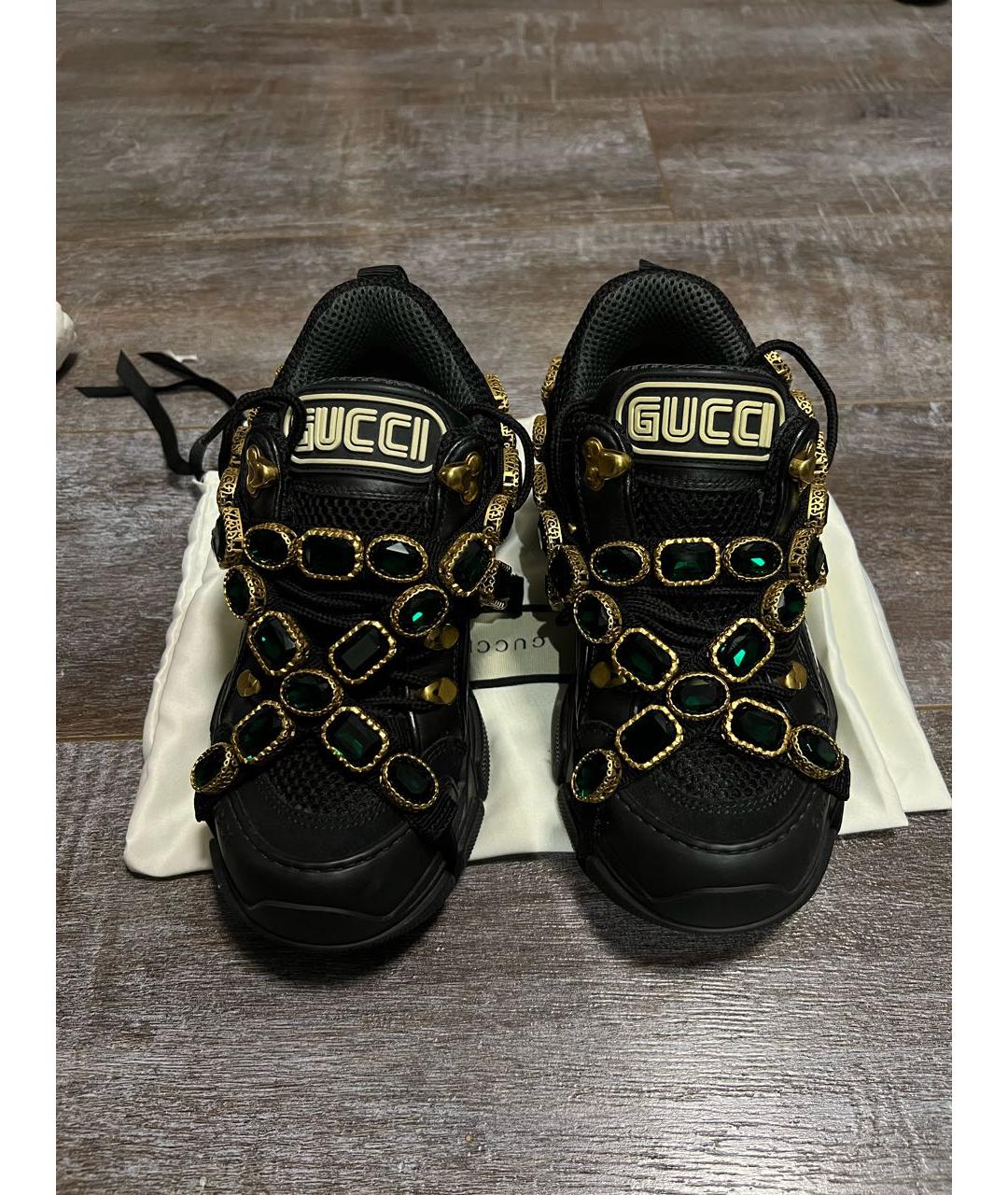 GUCCI Черные кожаные кроссовки, фото 2