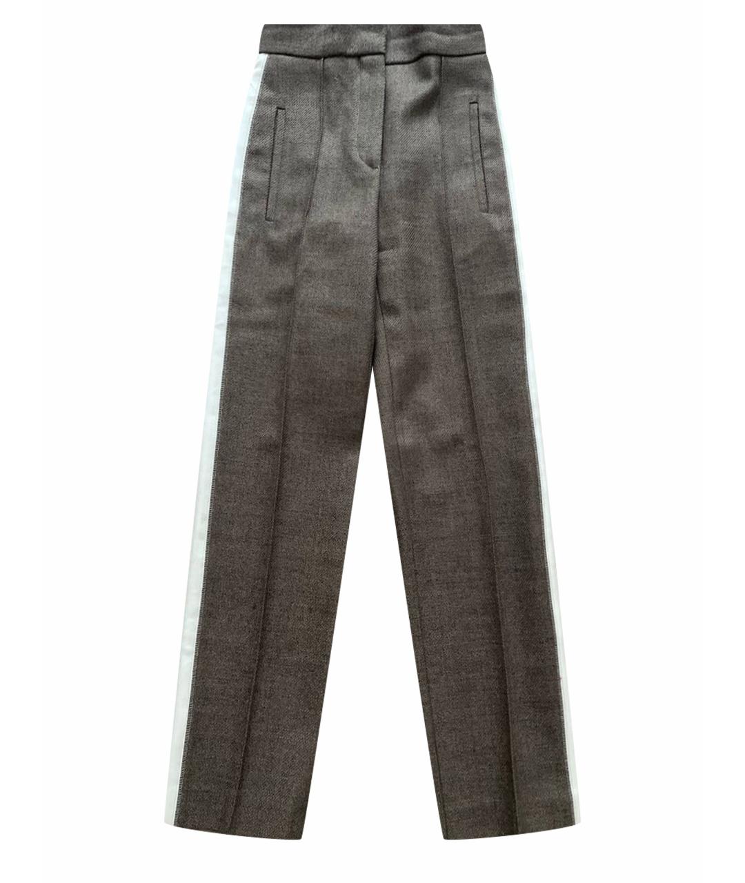 FENDI Коричневые шерстяные брюки широкие, фото 1