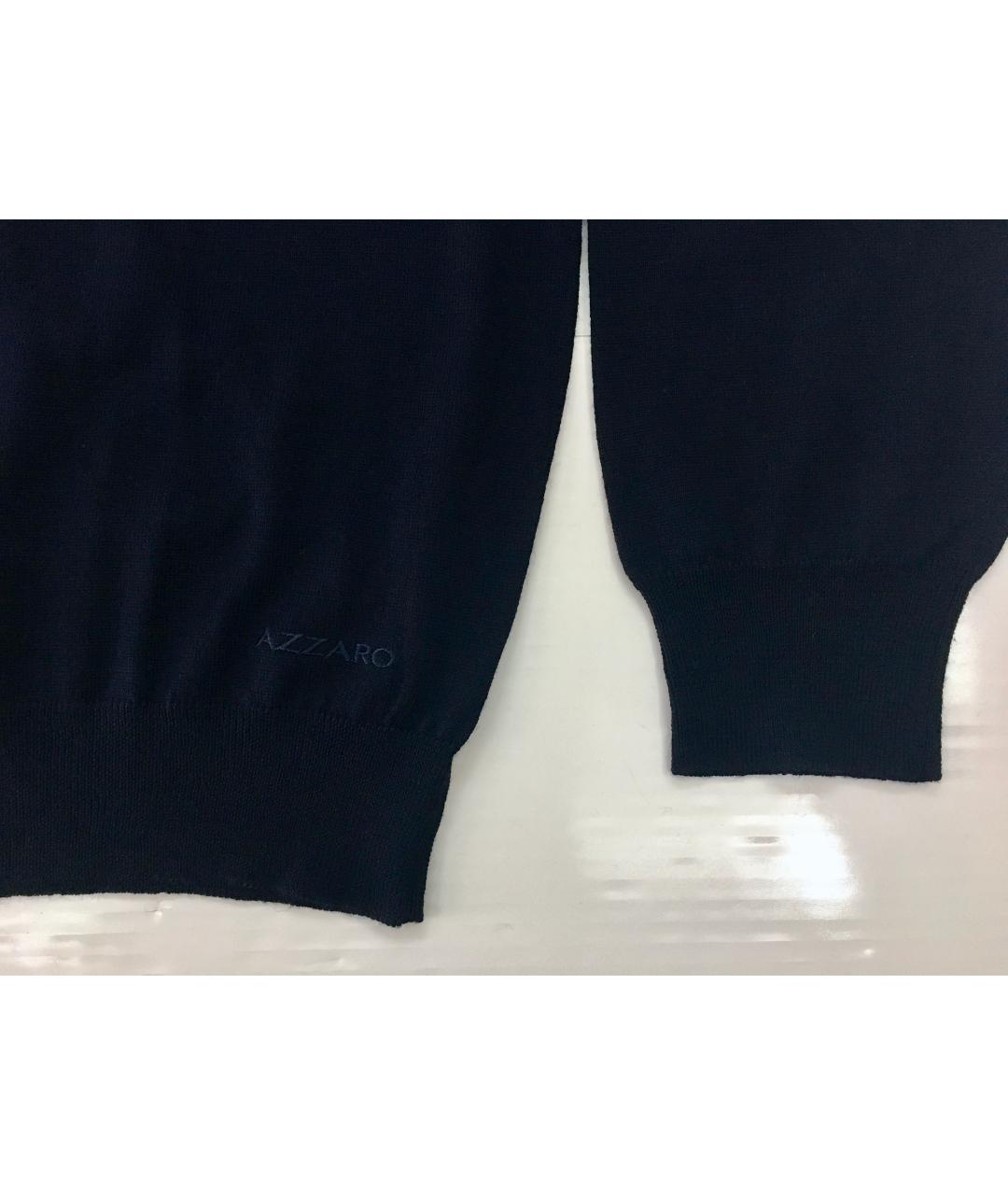 AZZARO Темно-синий шерстяной джемпер / свитер, фото 4