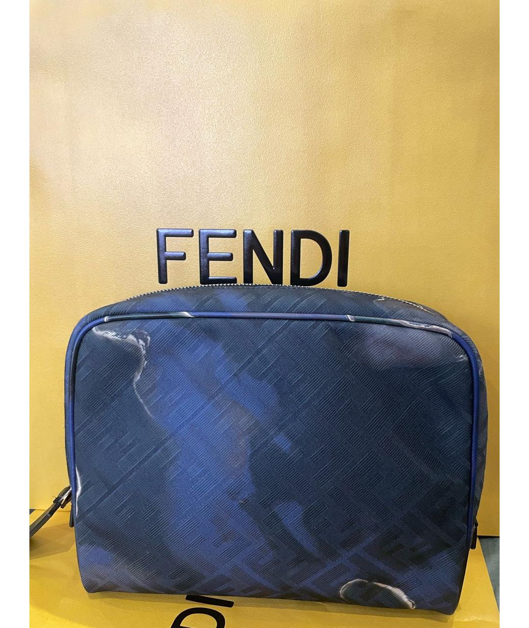 FENDI Темно-синяя тканевая барсетка, фото 4