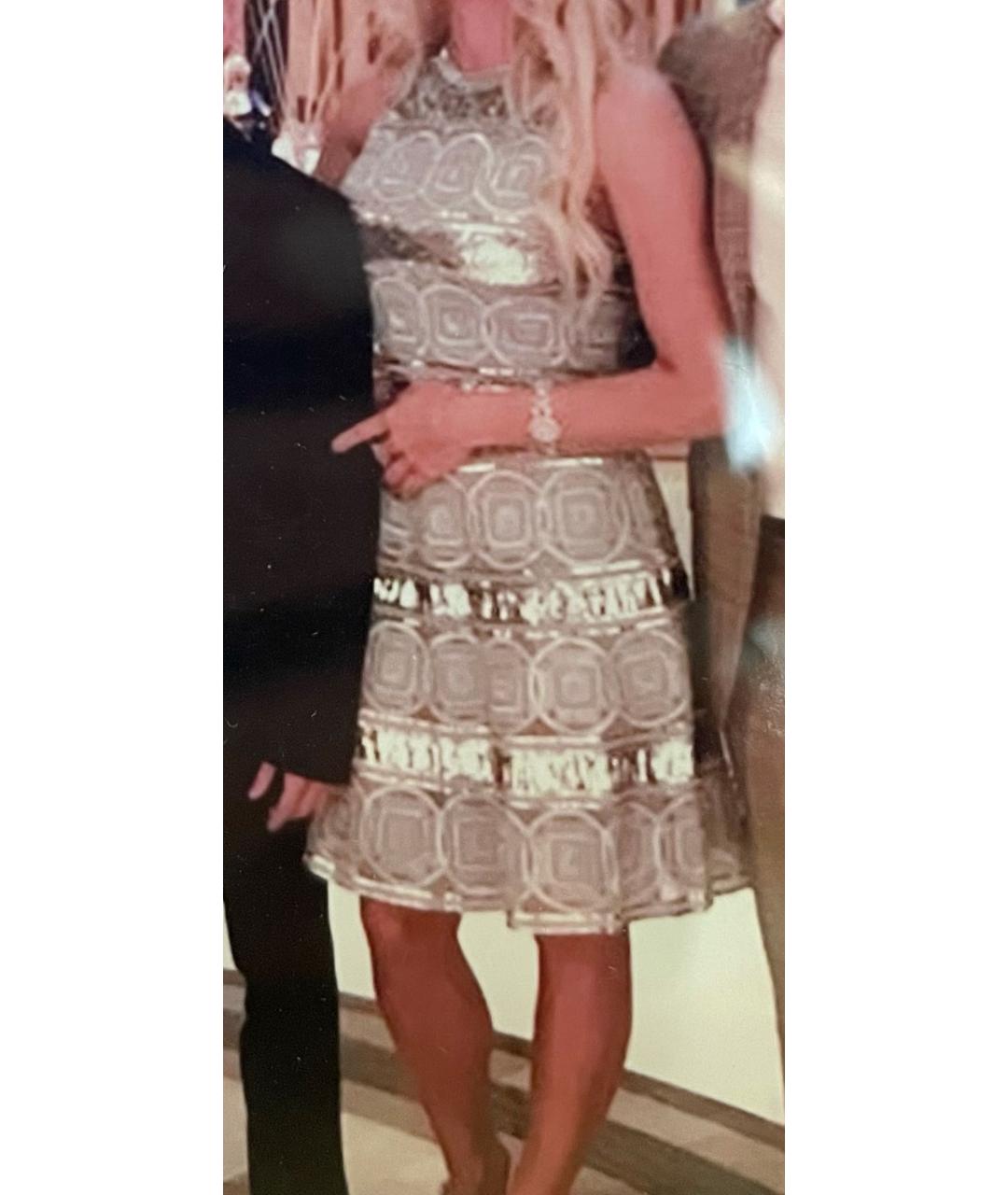 ELIE SAAB Серебряное шелковое коктейльное платье, фото 7