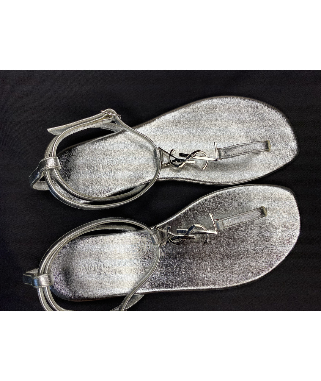 SAINT LAURENT Серебряные кожаные сандалии, фото 3