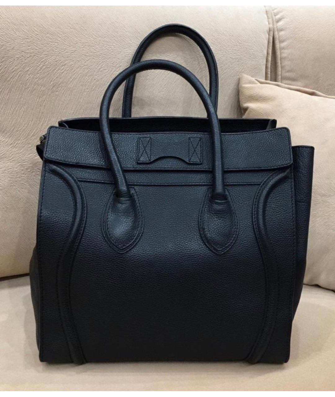 CELINE Черная кожаная сумка тоут, фото 3