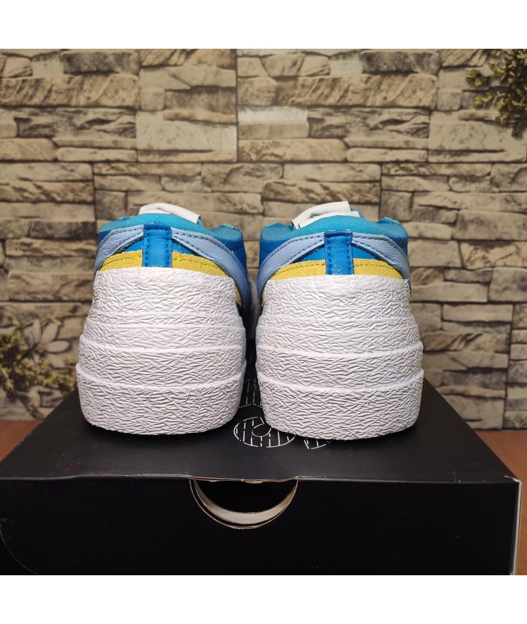 NIKE Голубые кожаные низкие кроссовки / кеды, фото 7