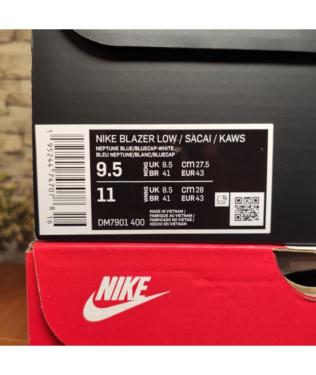 NIKE Голубые кожаные низкие кроссовки / кеды, фото 8