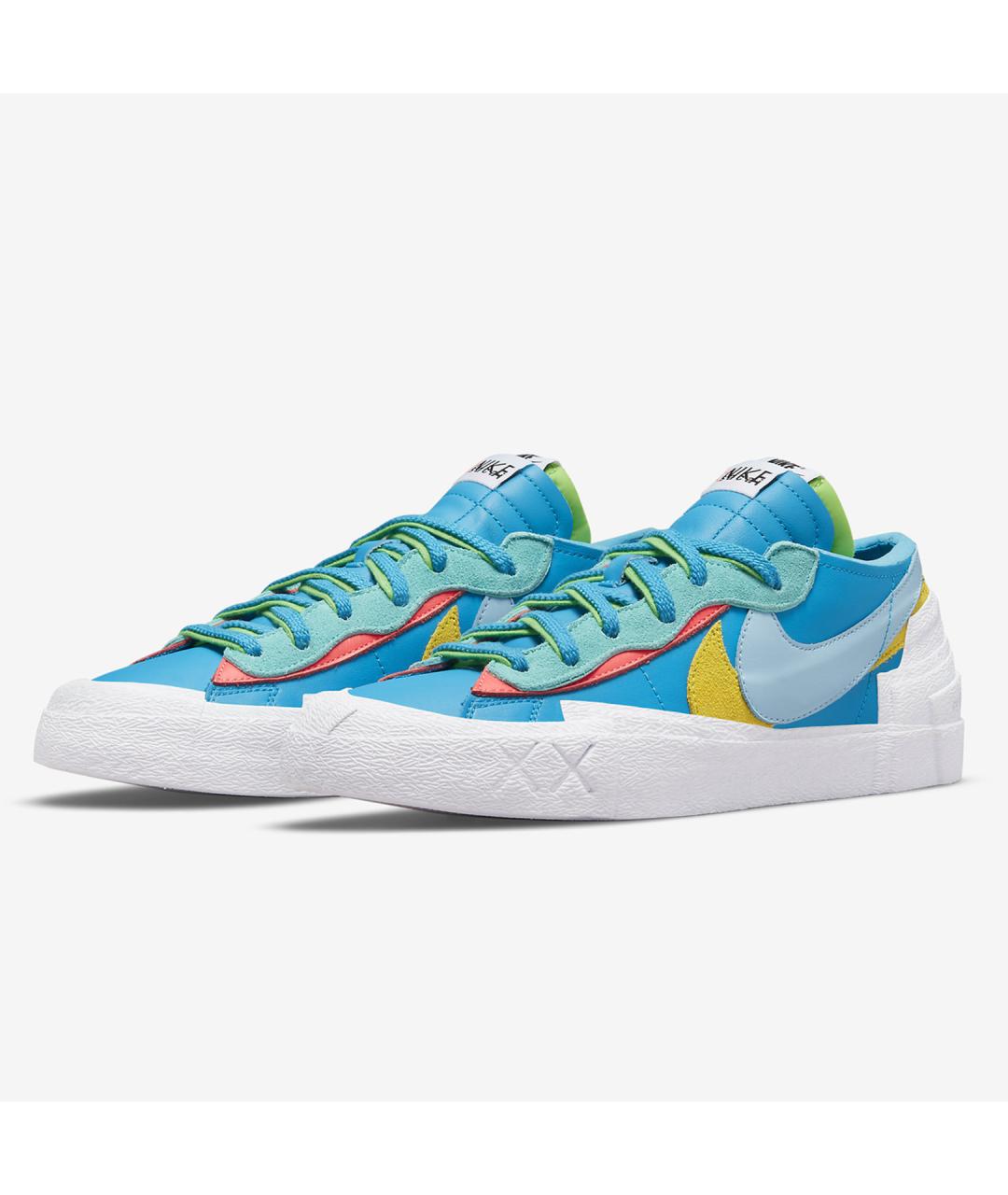 NIKE Голубые кожаные низкие кроссовки / кеды, фото 9