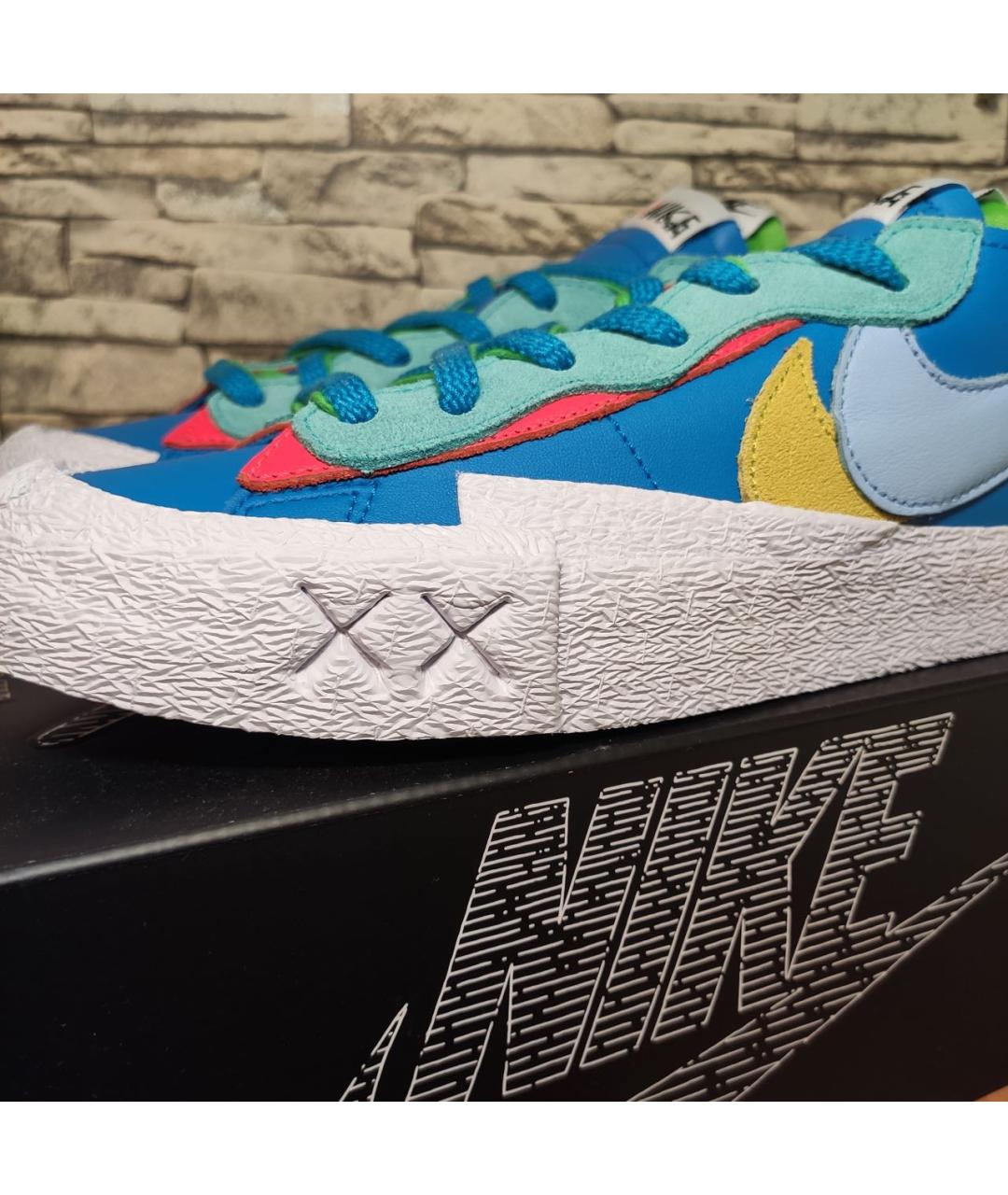 NIKE Голубые кожаные низкие кроссовки / кеды, фото 5