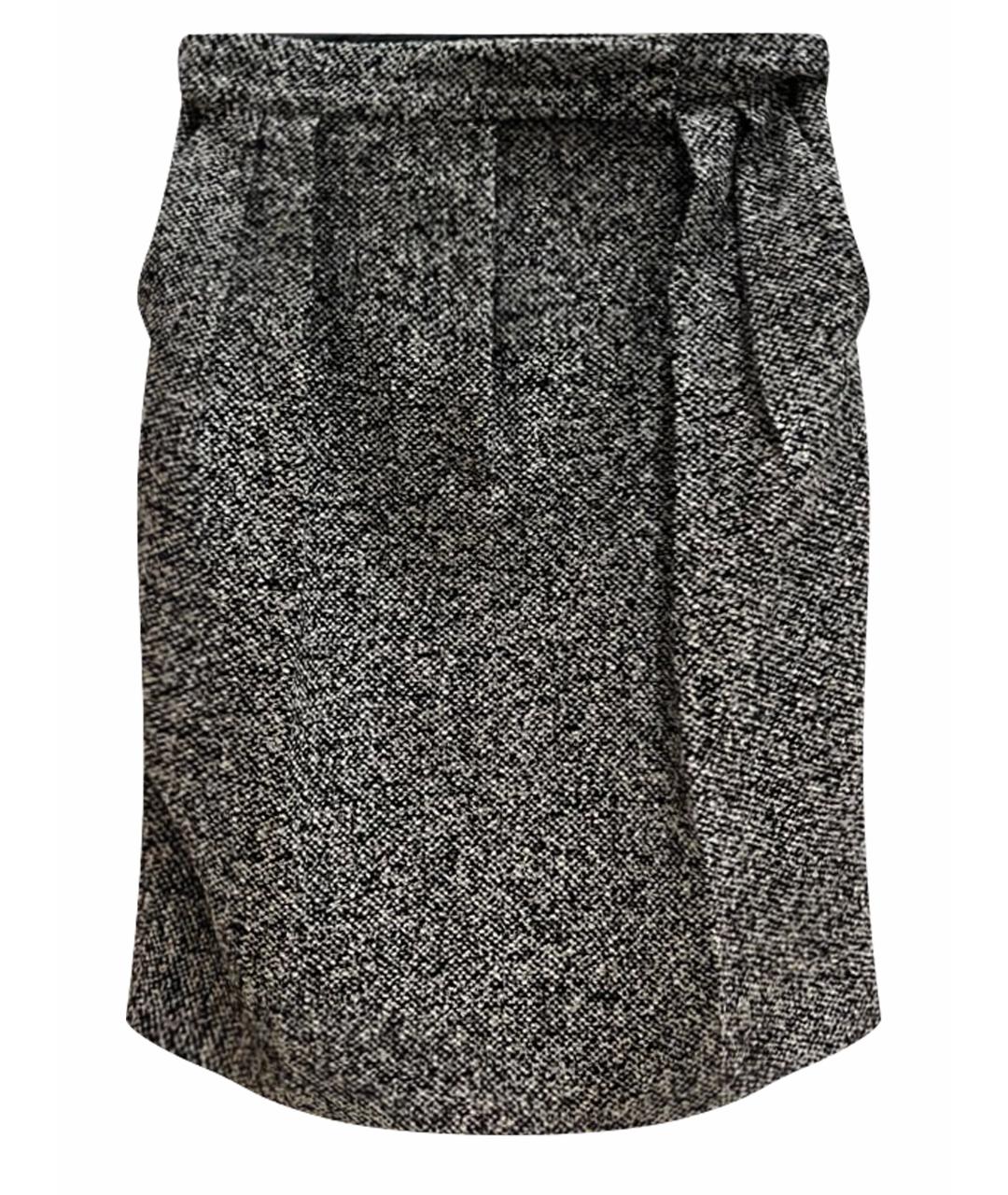 MAX MARA Антрацитовая шерстяная юбка миди, фото 1