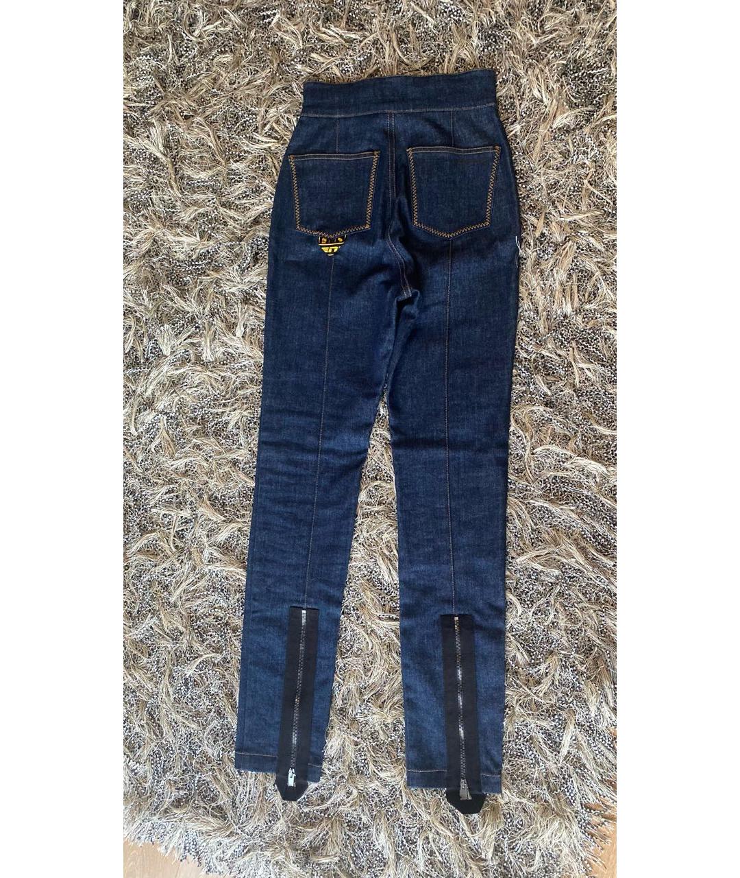 FENDI Синие хлопко-эластановые джинсы слим, фото 2