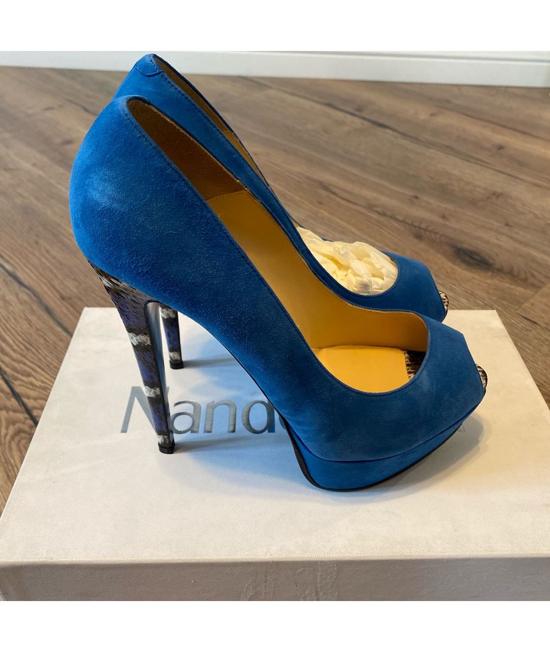 NANDO MUZI Голубые замшевые туфли, фото 4