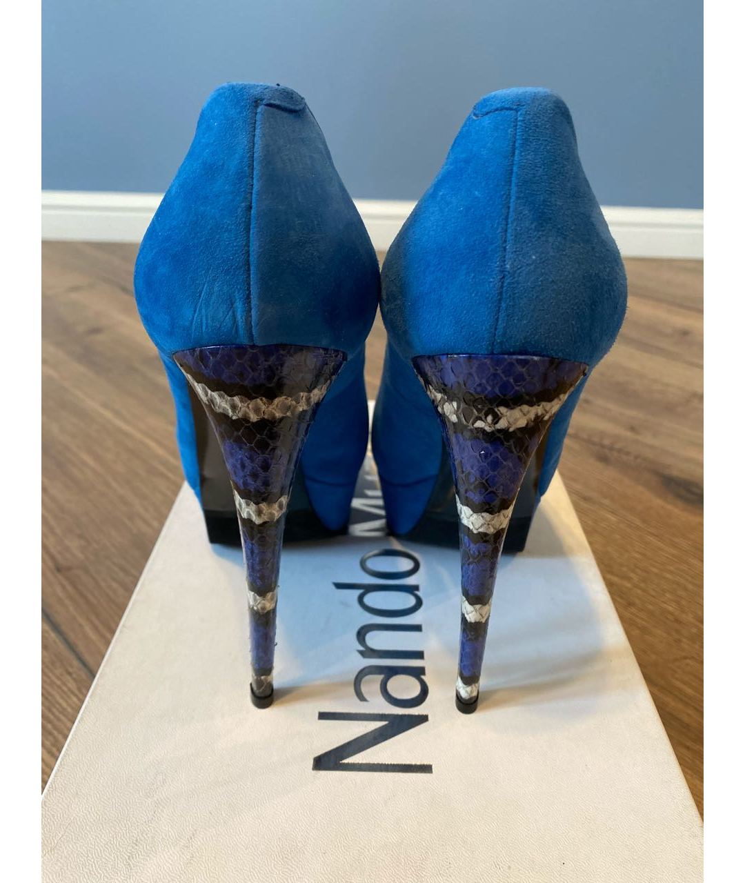 NANDO MUZI Голубые замшевые туфли, фото 3